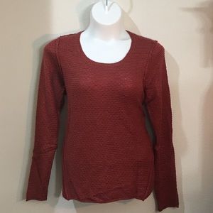 Earthy Red Knit Scoop Neck Sweater